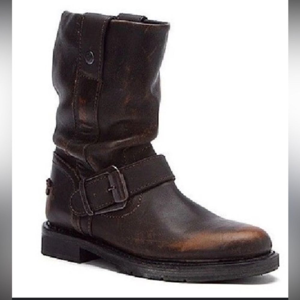HARLEY DAVIDSON LADIES DARICE BROWN LEATHER BOOT SLIP ON BIKER BOOTS  9.5